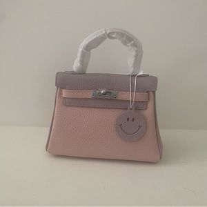 Colorblock Pink Lavender Mini KL 20 Pebble Leather Bag Crossbody Satchel Lock S2